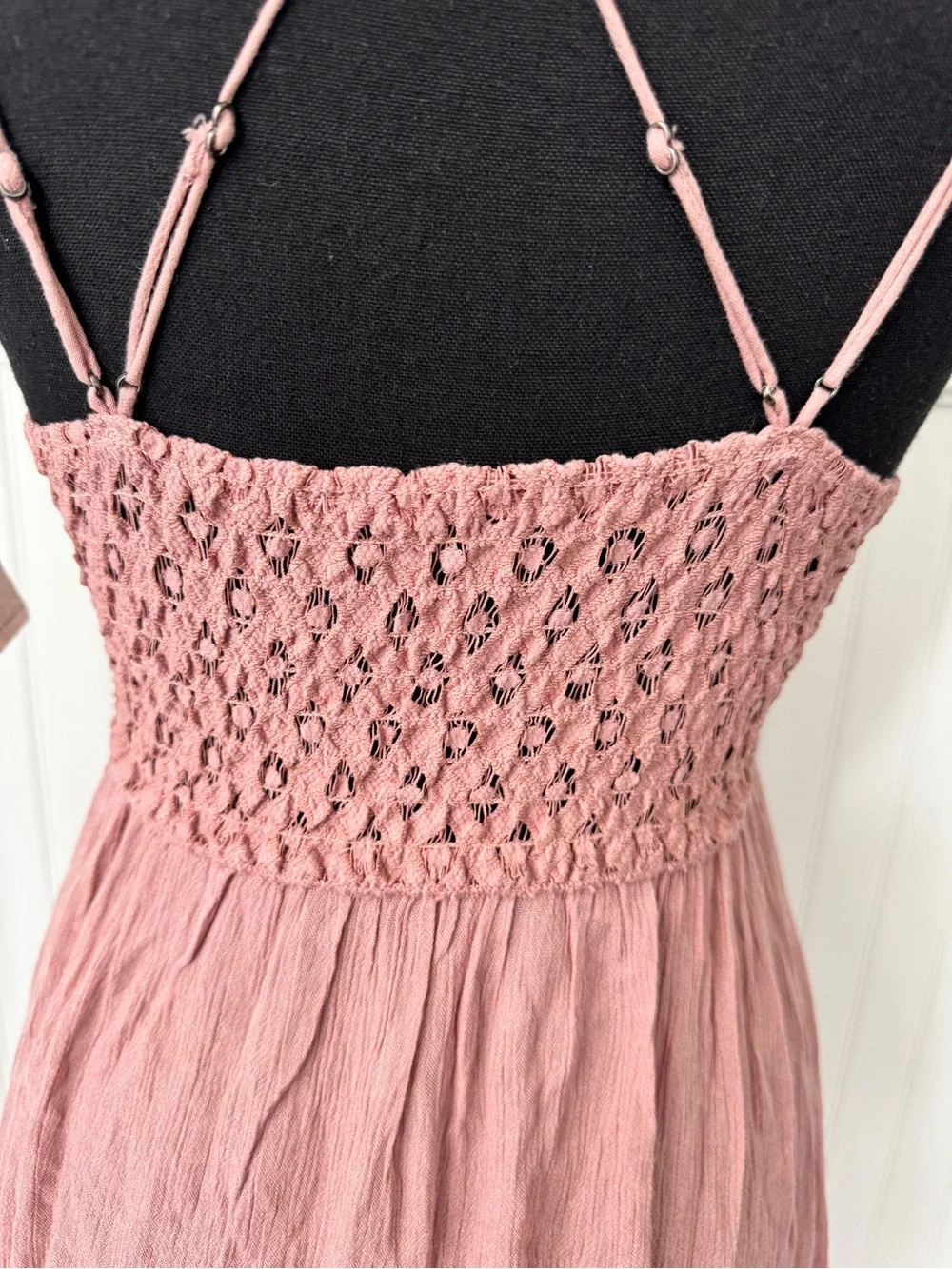 NWT Free People Adella Slip Lace short Dress Plunging Neckline Pink Rose ~ Small